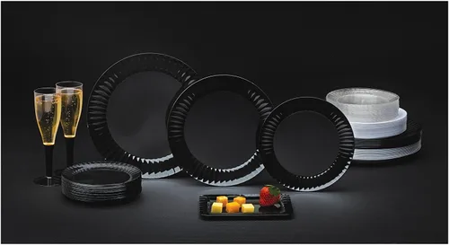 Vista 2 de Party Essentials plato rectangular de plástico duro para bocadillos
