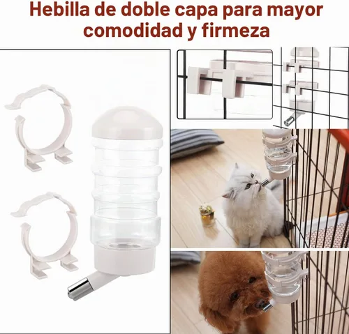 Vista 5 de Dispensador de agua para perreras, sin goteo, contenedor de botella de agua ABS sin BPA 16oz para animales pequeños