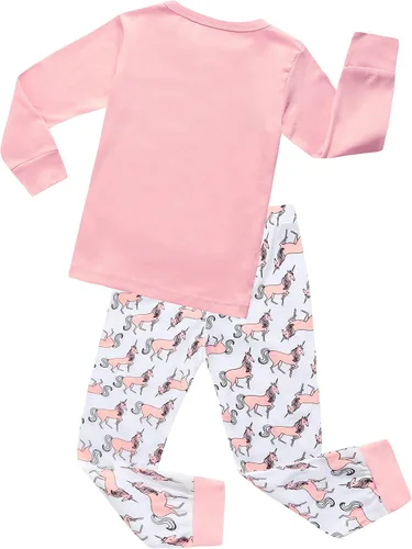 Vista 2 de MOGGEI Girls Pajamas Clothes Sleepwear 100% Cotton PJS for Toddlers Children Kids Unicorn