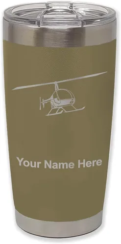 Vista 28 de LaserGram Vaso aislado al vacío de 20 onzas, helicóptero 2, grabado personalizado incluido (negro)