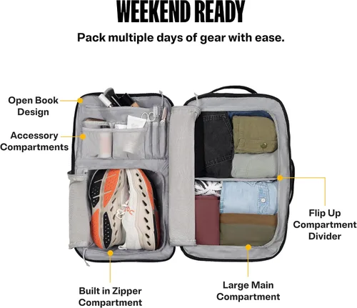 Vista 3 de RTIC Road Trip Travel Pack Mochila Bolsa para Hombre y Mujer, Negro