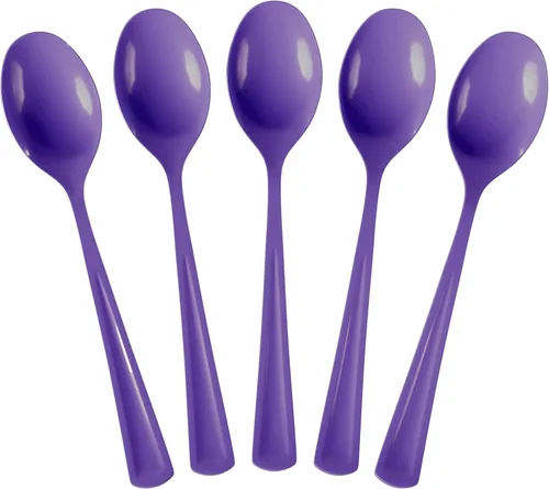 Vista 17 de Party Solids Cucharas de plástico negras, 100 piezas, cucharas negras, utensilios desechables, juego de cubiertos de plástico resistente