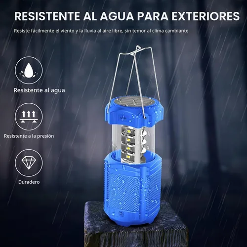 Vista 4 de Linterna de camping 5000mAh Solar con manivela telescópica, linterna LED recargable con USB, carga portátil para cortes de energía, lámpara