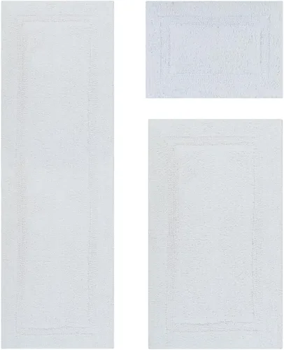 Vista 198 de Better Trends - Juego de 2 alfombras de baño 100% algodón, extra suaves, con borlas, de 17" x 24", alfombra de baño superabsorbente y reversible