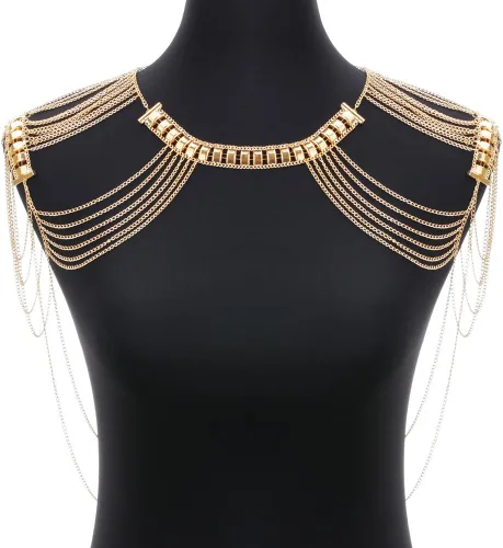 Vista 3 de Blusa halter de cadena con espalda descubierta para mujer con cadena de lentejuelas