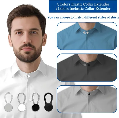 Vista 5 de 16 extensores de cuello para camisas de hombre, extensor de cuello cómodo, extensor de botón ajustable para camisas de vestir, botón de cuello