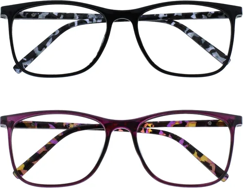 Vista 11 de OPULIZE ARC - Lentes de lectura grandes para mujeres y hombres, marco rectangular resistente a los arañazos con bisagras de resorte, color negro