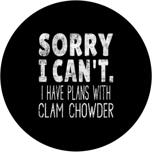 Vista 3 de Vintage Sorry I Can't I Have Plans With Clam Chowder PopSockets Swappable PopGrip