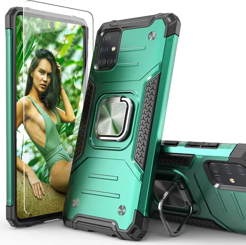 Vista 11 de Funda para Galaxy A71 5G con protector de pantalla, a prueba de caídas, ajuste delgado, con soporte para automóvil, funda protectora ligera
