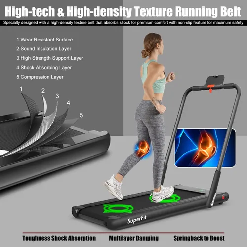 Vista 4 de Goplus 2 in 1 Folding Treadmill, 2.25HP Under Desk Electric Superfit Treadmill, Installation-Free with APP Control, Remote Control, Bluetooth