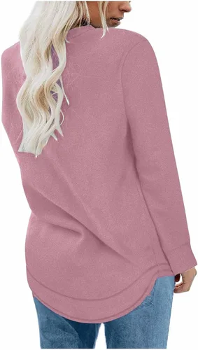 Vista 5 de Camiseta térmica suave para mujer, para clima frío, cálida, acogedora, cuello redondo, manga larga, capa base, otoño e invierno