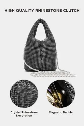 Vista 3 de BABEYOND Bolsos de mano para mujer Bolsas de noche brillantes con purpurina y diamantes de imitación portátil para fiesta, baile de graduación, boda