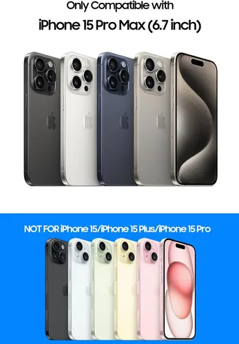 Vista 7 de LEKEVO Funda sin marco para iPhone 15 Pro Max con protector de lente de cámara, funda delgada de TPU suave a prueba de golpes, carcasa minimalista
