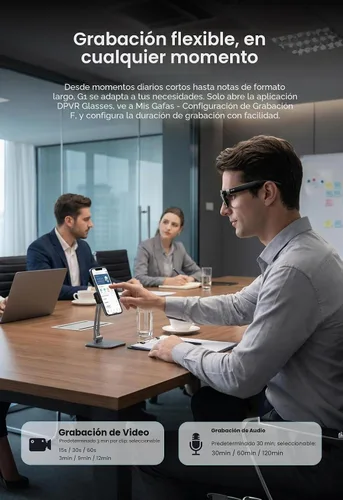 Vista 7 de Gafas inteligentes G1 AI con cámara y Bluetooth, gafas de grabación de video de 8MP Camera glasses with AI translation, visual recognition, voice