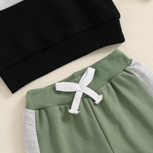 Vista 4 de Conjunto de sudadera de manga larga con cuello redondo y pantalones deportivos para bebés, ropa de invierno para bebé