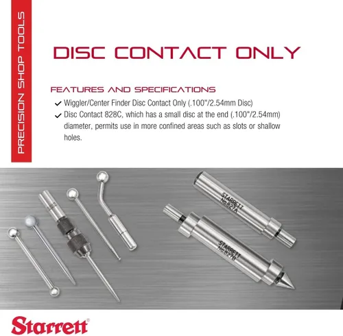 Vista 2 de Starrett Wiggler o buscador central, solo contacto de bola, ideal para mejoras profesionales y del hogar, bola de 0.100 pulgadas/0.100 in - 828C