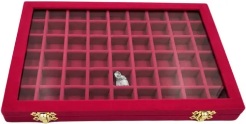 Vista 3 de LokweeTal Caja de almacenamiento de joyería con cerradura para adornos, gerente de almacenamiento, caja de exhibición de joyería de terciopelo