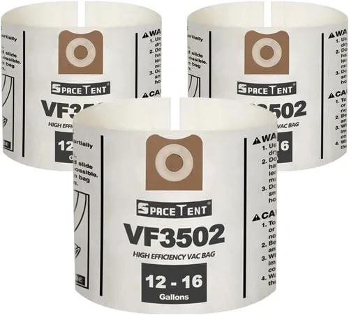 Vista 24 de SpaceTent Paquete de 3 bolsas de repuesto VF3502 tamaño A para aspiradoras rígidas de 12 a 16 galones, parte # 23743, bolsas de filtro de polvo