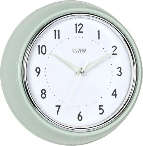 Vista 4 de La Crosse Clock 404-3024PH - Reloj de cuarzo de barrido silencioso de 9.5 pulgadas, color verde