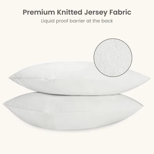 Vista 4 de Bioweaves Fundas protectoras de almohada impermeables de punto de jersey de algodón orgánico con cierre de cremallera – Funda de almohada suave