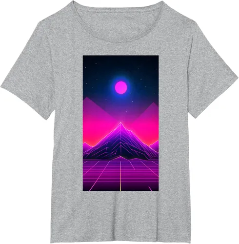 Vista 16 de Retrowave Mountain 80s Vaporwave Synthwave T-Shirt Negro