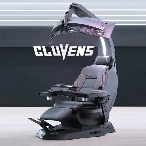 Vista 6 de Imperatorworks CLUVENS Manticore Modelo Zero Gravity - Silla de juegos para cabina de juegos, asiento ejecutivo (negro) compatible con 3 monitores
