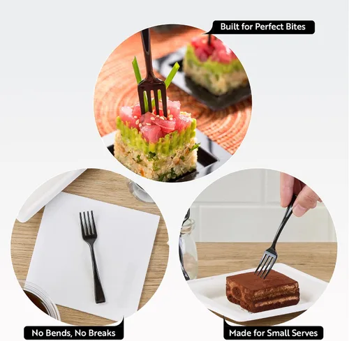 Vista 3 de Restaurantware - Mini tenedor de 4 pulgadas, 100 tenedores pequeños desechables – resistente, par con hormigueros, postres o muestras, tenedores