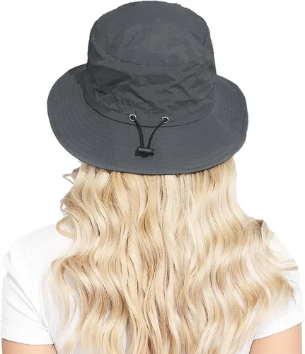 Vista 3 de Sombrero de balde impermeable plegable para mujer, sombrero de sol con protección UV para hombres, Gris profundo, Talla única