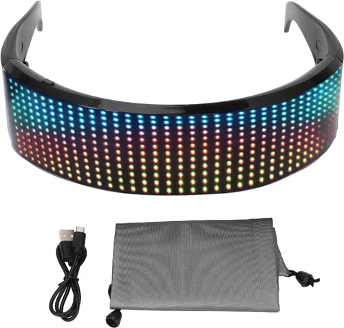 Vista 7 de Yunir Lentes LED, Bluetooth personalizables RGB con 4 modos de visualización, alto brillo, gafas inteligentes controladas por aplicación