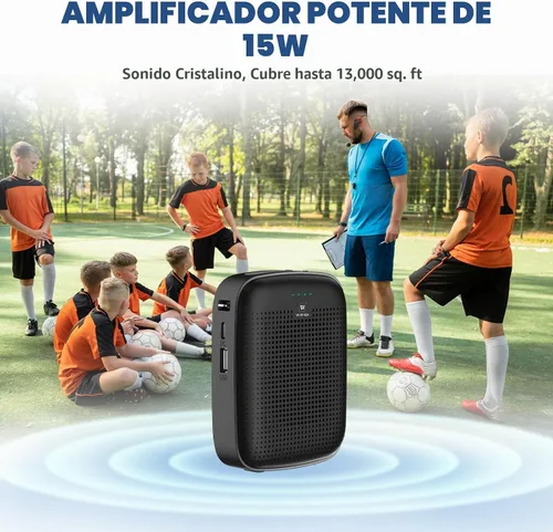 Vista 2 de Amplificador de voz inalámbrico de 15 W con micrófono de auriculares