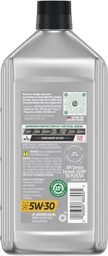 Vista 4 de Castrol Aceite de motor sintético completo GTX 5W-30, 1 cuarto de galón, paquete de 6