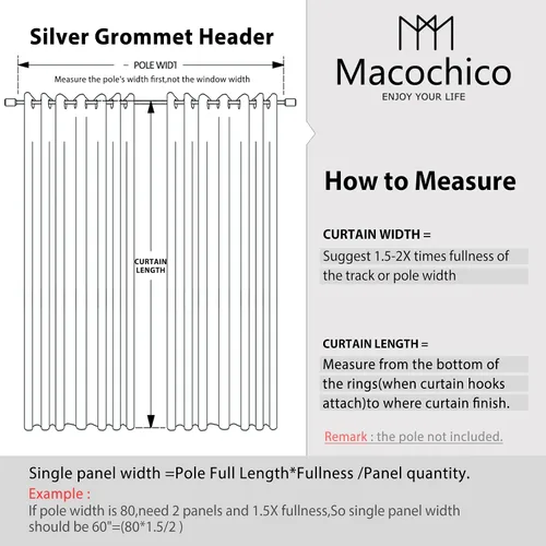 Vista 6 de Macochico Grommet Curtains 63 Inches Length Thermal Insulated Window Treatment Panels Grommet Curtains for Sliding Glass Door, Bedroom, or Patio