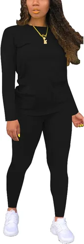 Vista 28 de Nimsruc Conjuntos de dos piezas para mujer casual 6536 Negro