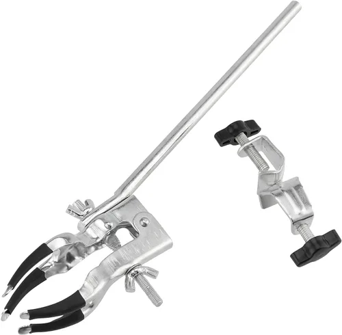 Vista 4 de Juego de 2 soportes de laboratorio de 16 pulgadas, juego de soporte de grado de laboratorio con base revestida, 4 anillos de retorta, 2 abrazaderas