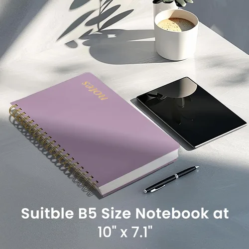 Vista 5 de Cuaderno rayado en espiral para el trabajo, 300 páginas gruesas B5 (7.1 x 10 pulgadas), diario a rayas universitarias para mujeres y escritura