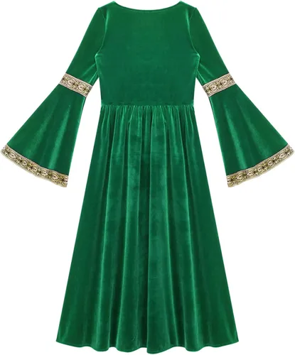 Vista 6 de iiniim Disfraz de princesa medieval para niños, disfraz de Halloween, cosplay, vestido de terciopelo retro renacentista