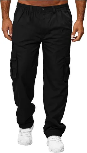 Vista 2 de Pantalones deportivos tipo cargo para hombre, con múltiples bolsillos, para exteriores, pantalones de trabajo para senderismo, tácticos, holgados