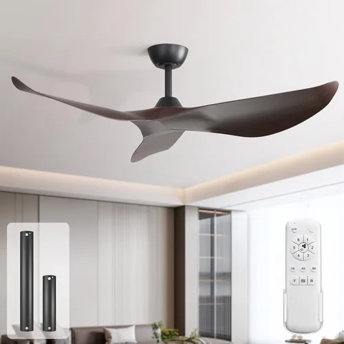 Vista 8 de Sofucor Ventilador de techo sin luz, ventilador de techo moderno de 52 pulgadas con control remoto para interior, granja, dormitorio, sala de estar