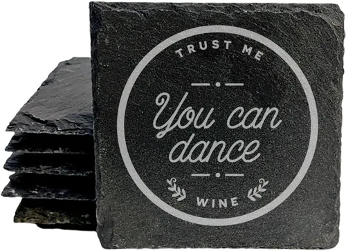 Vista 13 de Rustic Drinking Wine is My Hobby Slate Coasters Set of 8 – Round – USA Made Witty wine lover’s motto engraved on real slate coasters — “drinking