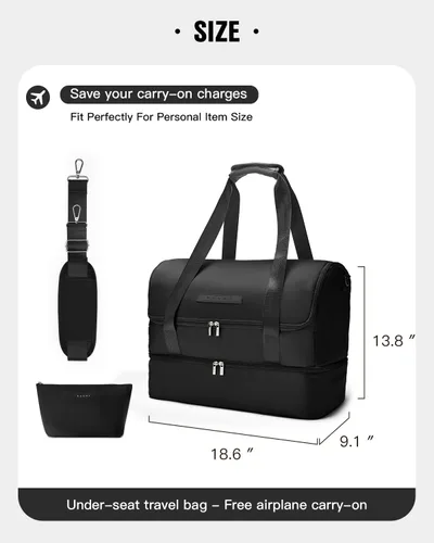 Vista 4 de Eachy Travel Duffle Bag for Women, Large Weekender Overnight Bags with Trolley Sleeve Personal Item Bag for Airlines Carry On bags Travel Essentials