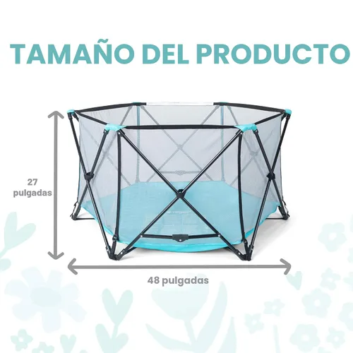 Vista 3 de Regalo Safety My Play Corralito portátil para bebés, patio de juegos plegable de 6 paneles para interiores y exteriores, para bebés y niños
