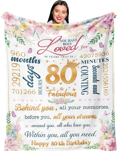 Vista 8 de Ruvinzo Regalos de cumpleaños número 100 para mujeres, regalo para manta de 100 Años Antiguo