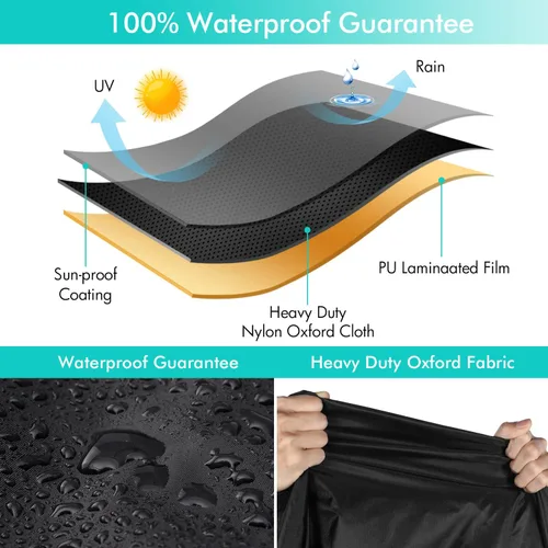 Vista 4 de WLEAFJ Funda impermeable para tumbona de patio, fundas resistentes para sillas de salón al aire libre, fundas negras duraderas para muebles