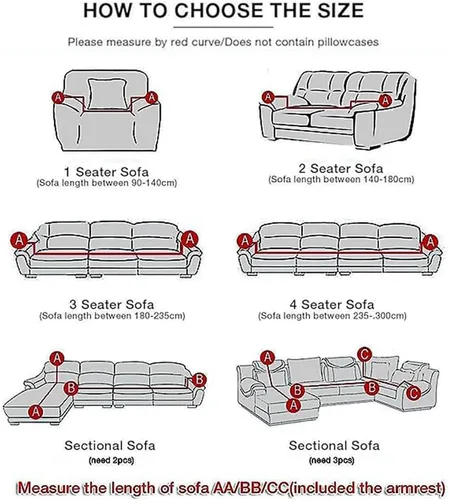 Vista 4 de Fundas elásticas para sofá de 1/2/3/4 plazas, funda para sofá biplaza/sillón, funda de sofá modular en forma de L, protector universal de muebles