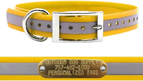 Vista 15 de Outdoor Dog Supply Collar de perro con anillo en D impermeable reflectante resistente de 1 pulgada para perros medianos y grandes con placa