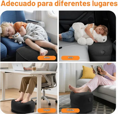 Vista 8 de Almohada reposapiés inflable Maliton para viaje Almohada de viaje para avión para vuelos de avión, Negro, Moderno