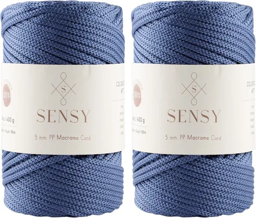 Vista 114 de Sensy - Cuerda de poliéster prémium de 0.197 in y 104 yardas, 100% polipropileno, cordón de macramé de 0.197 in, cuerda de ganchillo para bolsa