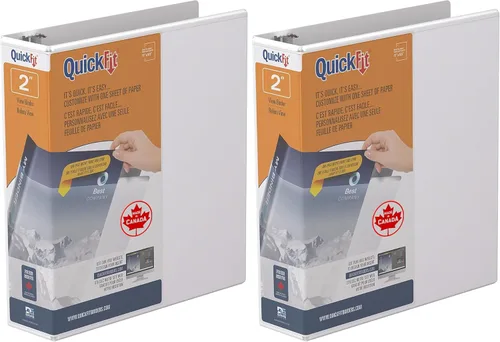 Vista 8 de QuickFit Carpeta de 3 anillas para escuela u oficina, anillo redondo, color blanco, individual, 2 pulgadas