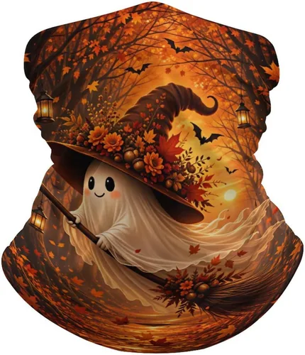 Vista 14 de Cozy Autumn Ghosts Halloween Pattern Balaclava