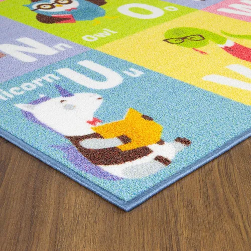 Vista 6 de KC CUBS, tapete para piso, área de aprendizaje educativo, juegos, ABC, alfabeto, animales, para niños y la recámara y sala de juegos de niños.